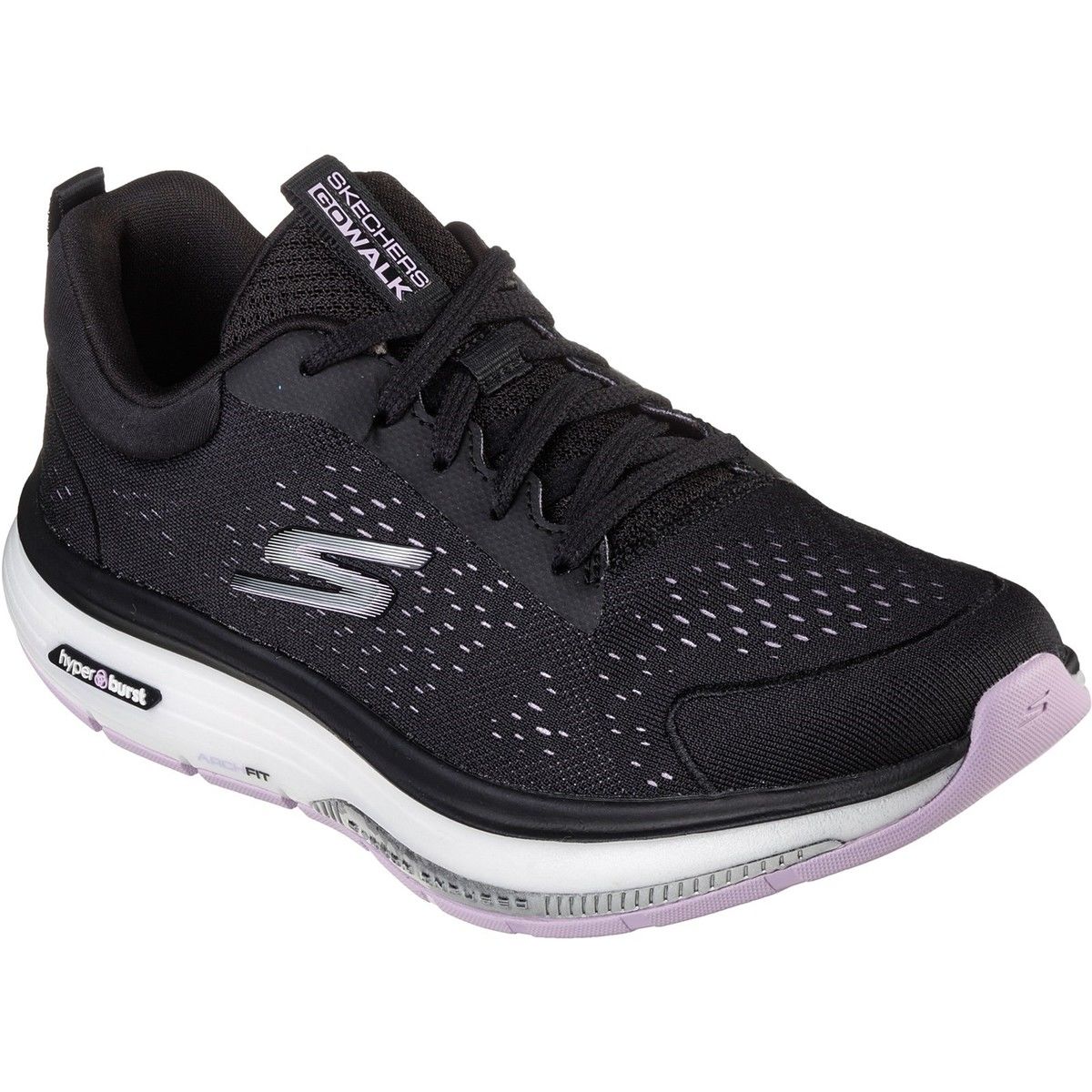 Skechers Go Walk Arch Fit Workout Walker BKLV Black Womens trainers in a Plain Textile in Size 5